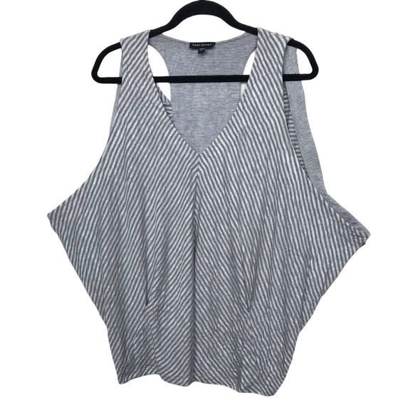 Bebe Sport Gray White Striped Tank Top Medium - Picture 7 of 14